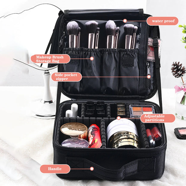 YANZA Makeup Case Professional Beauty Brush Women Cosmetic Suitcase Make Up Organizer Travel Storage Box for Manicure