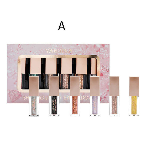 Makeup Brush with Matte Pearlescent and Sequined Diamond Eyeshadow Shades
